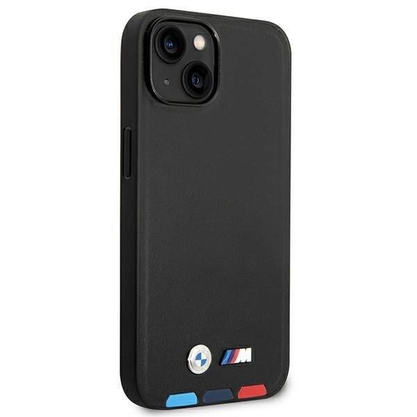 Etui BMW BMHCP14M22PTDK iPhone 14 Plus  / 15 Plus 6,7" czarny/black Leather Stamp Tricolor