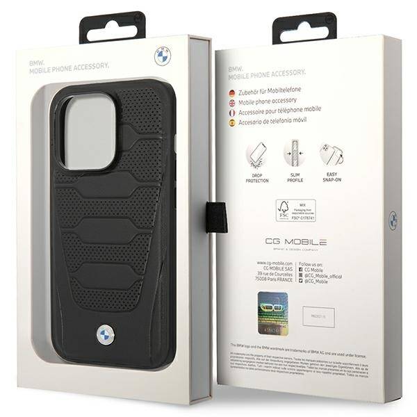 Etui BMW BMHCP14X22RPSK iPhone 14 Pro  Max 6,7" czarny/black Leather Seats Pattern