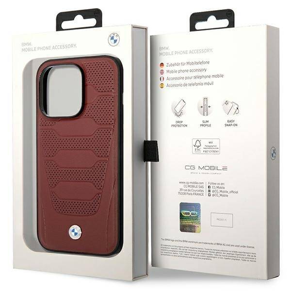 Etui BMW BMHMP14X22RPSR iPhone 14 Pro  Max 6,7" burgundowy/burgundy Leather Seats Pattern MagSafe