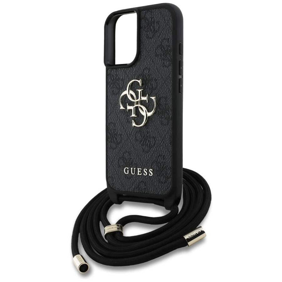 Etui Guess 4G Big Logo Cord Stap          Crossbody do iPhone 16 Plus czarny