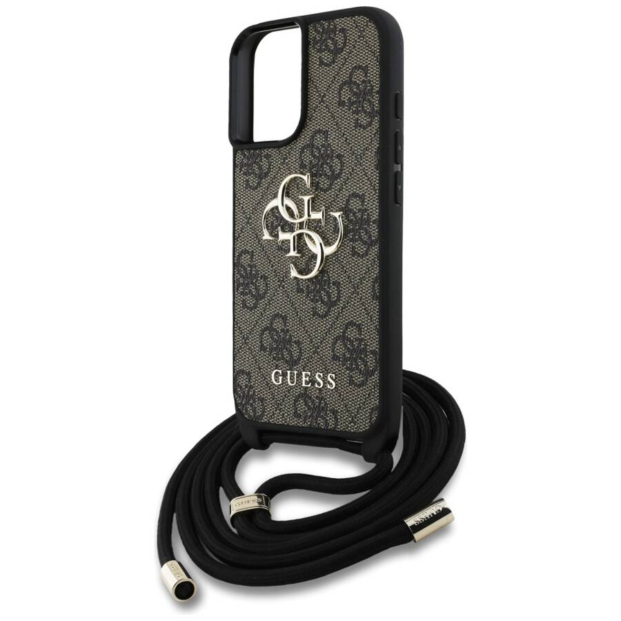 Etui Guess 4G Big Logo Cord Stap          Crossbody do iPhone 16 brązowy