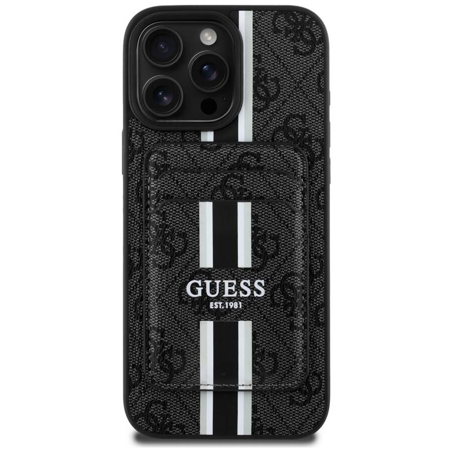 Etui Guess 4G Stripes z portfelem         Magsafe do iPhone 16 Pro Max czarny