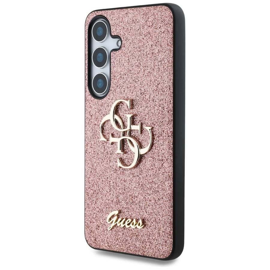 Etui Guess Fixed Glitter Big 4G Metal     Logo do Samsung Galaxy S25 różowy