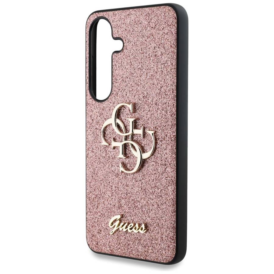 Etui Guess Fixed Glitter Big 4G Metal     Logo do Samsung Galaxy S25 różowy