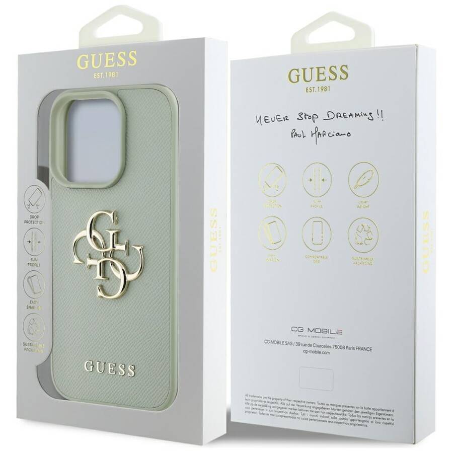 Etui Guess Grained Big 4G Logo Small      Classic Logo do iPhone 16 Pro zielony