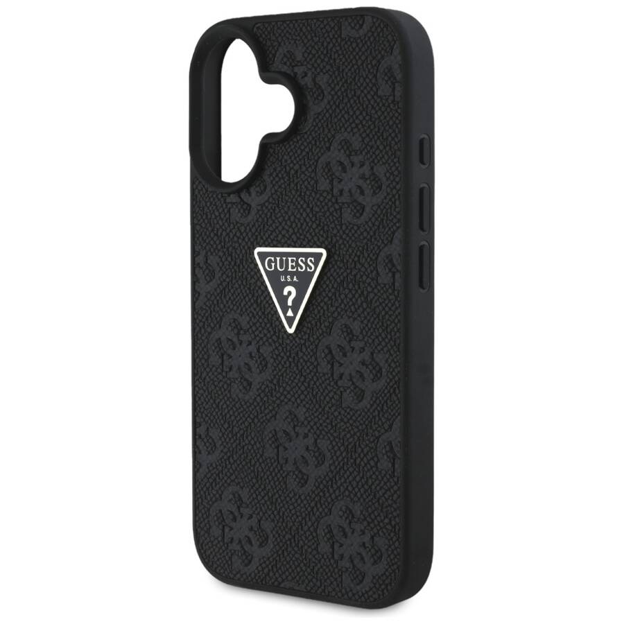 Etui Guess Hot Stamp 4G Pattern Triangle  Metal Logo do iPhone 16 czarny