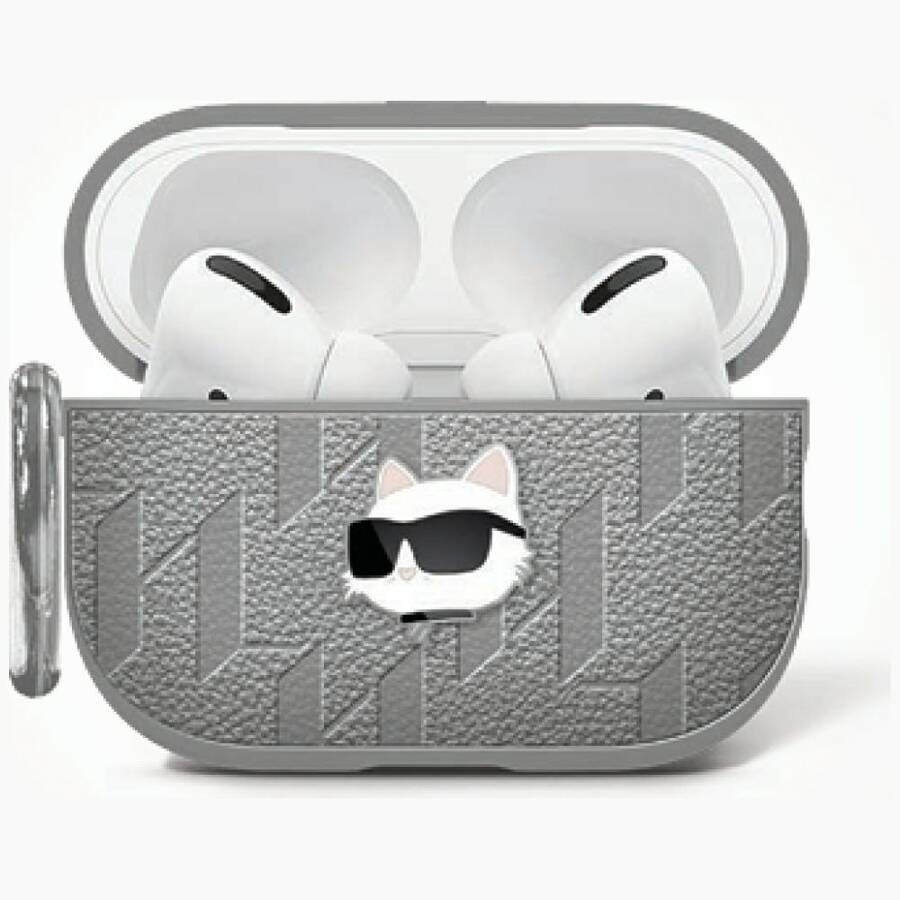 Etui Karl Lagerfeld Monogram Choupette    Head do AirPods 4 srebrny