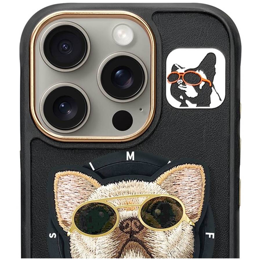 Etui Nimmy Glasses Cool Cat do iPhone 16  Pro czarny