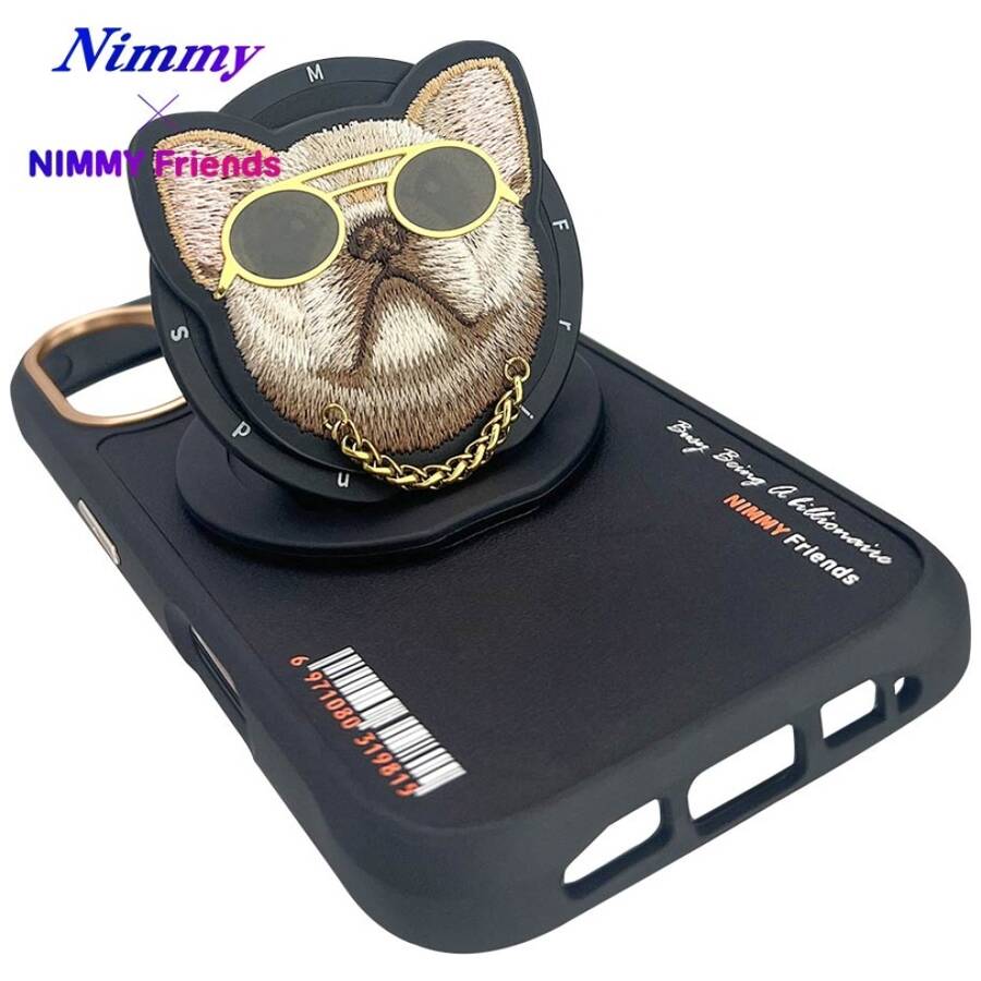 Etui Nimmy Glasses Cool Cat do iPhone 16  czarny