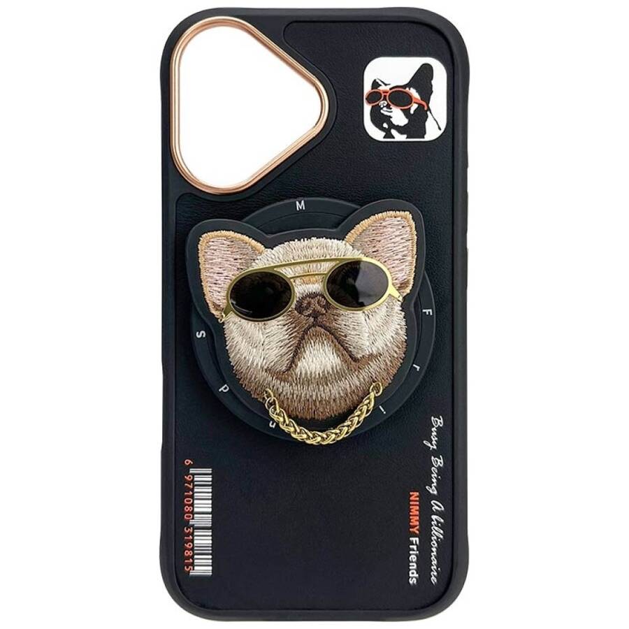 Etui Nimmy Glasses Cool Cat do iPhone 16  czarny