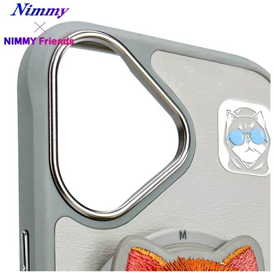 Etui Nimmy Glasses Cool Cat do iPhone 16  szary