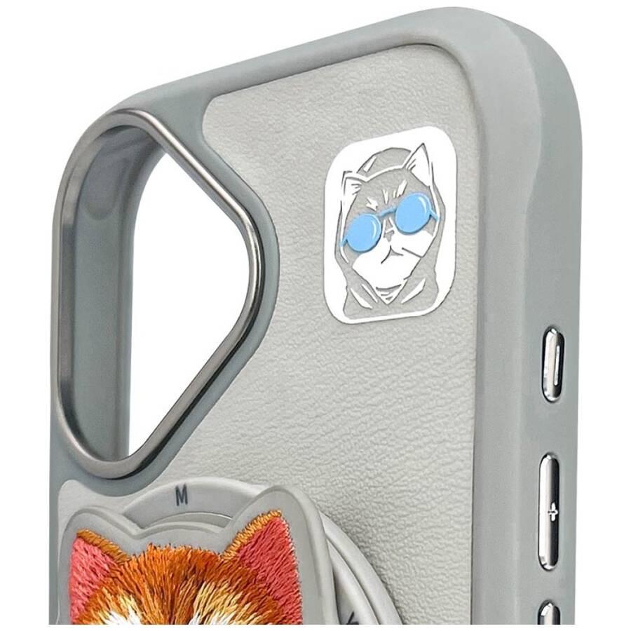 Etui Nimmy Glasses Cool Cat do iPhone 16  szary