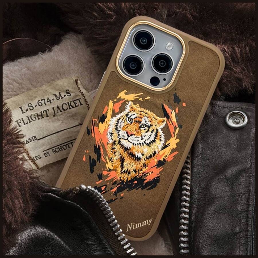 Etui Nimmy Tygrys do iPhone 16 Pro Max    jasnobrązowy