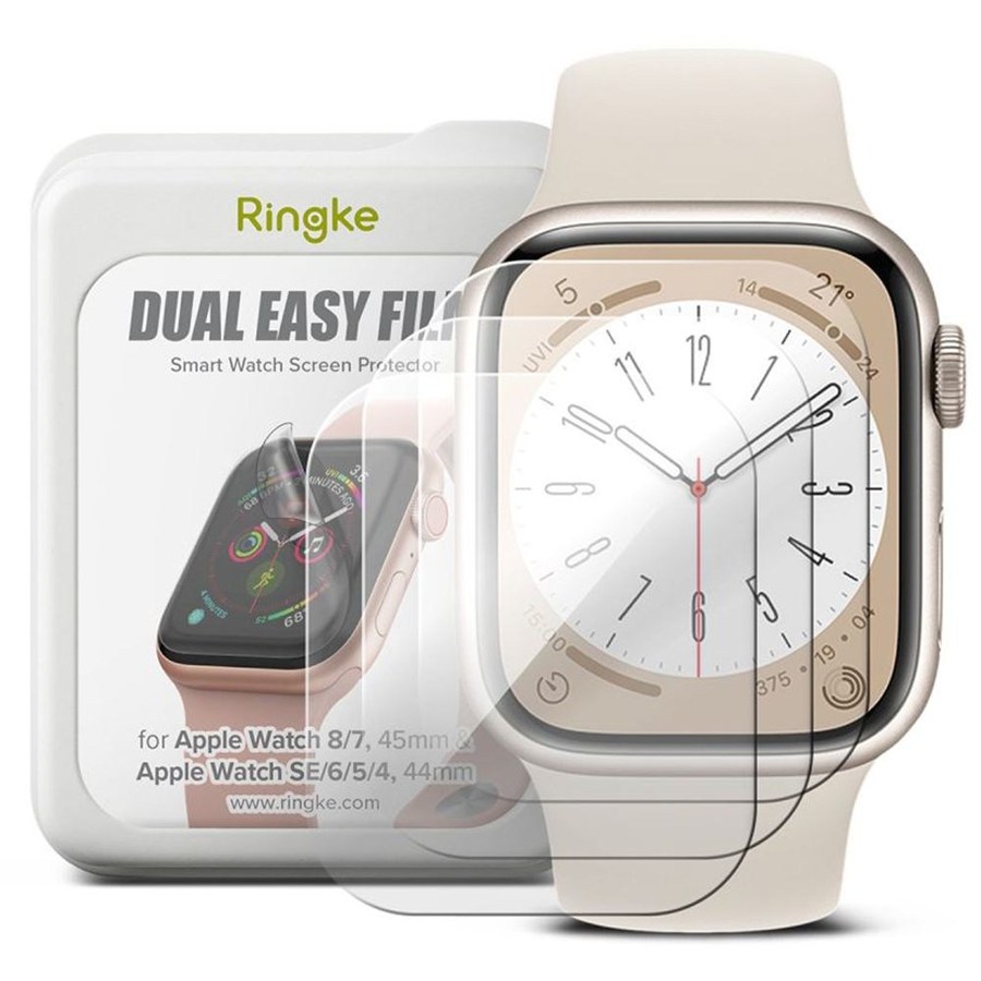 FOLIA OCHRONNA RINGKE DUAL EASY 3-PACK APPLE WATCH 4 / 5 / 6 / 7 / 8 / SE (44 / 45 MM) CLEAR