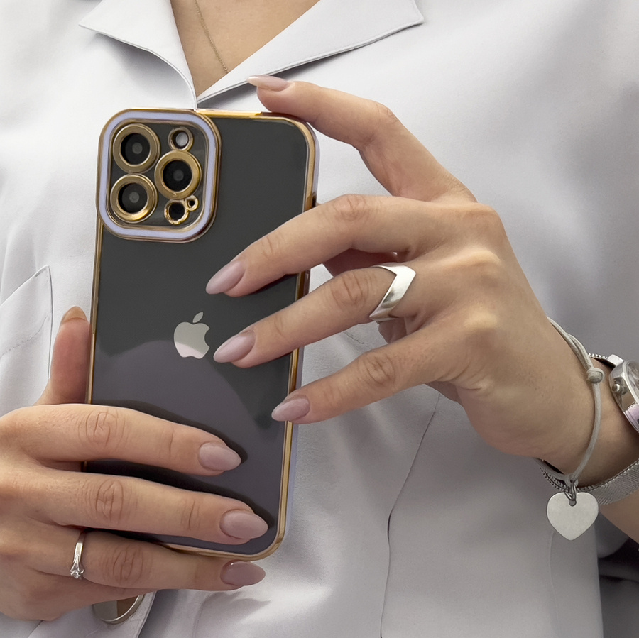 Fashion Case etui do Samsung Galaxy A13 5G żelowy pokrowiec ze złotą ramką biały