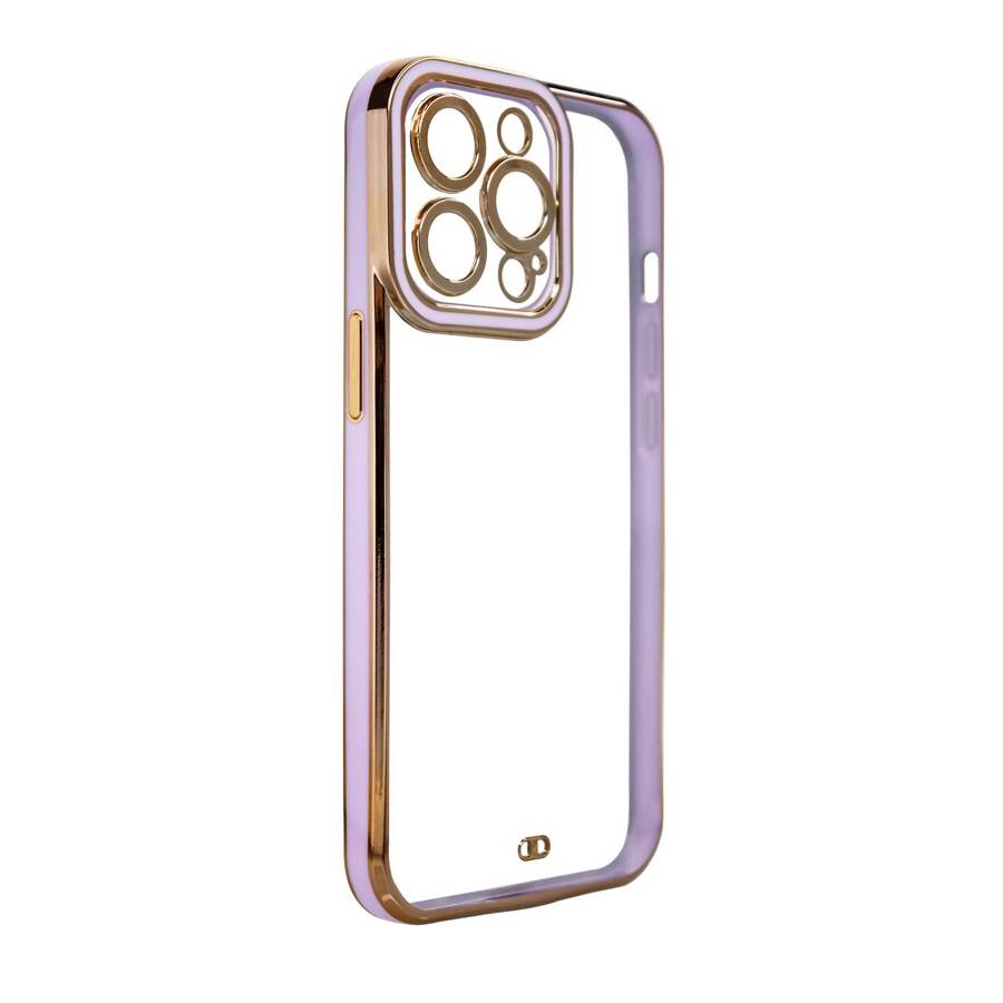 Fashion Case etui do Samsung Galaxy A13 5G żelowy pokrowiec ze złotą ramką fioletowy