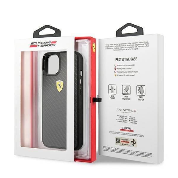 Ferrari FEHCP13MFCABK iPhone 13 / 14 / 15 6.1" czarny/black hardcase On Track Real Carbon