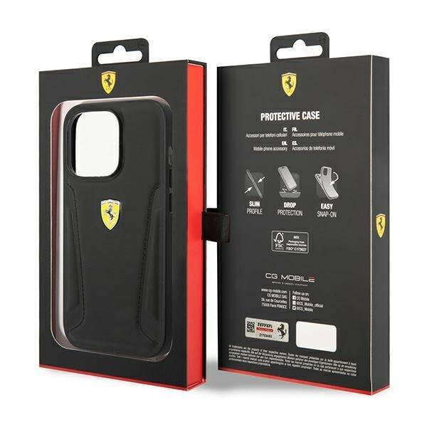 Ferrari FEHCP14LRBUK iPhone 14 Pro 6,1" czarny/black hardcase Leather Stamp Sides