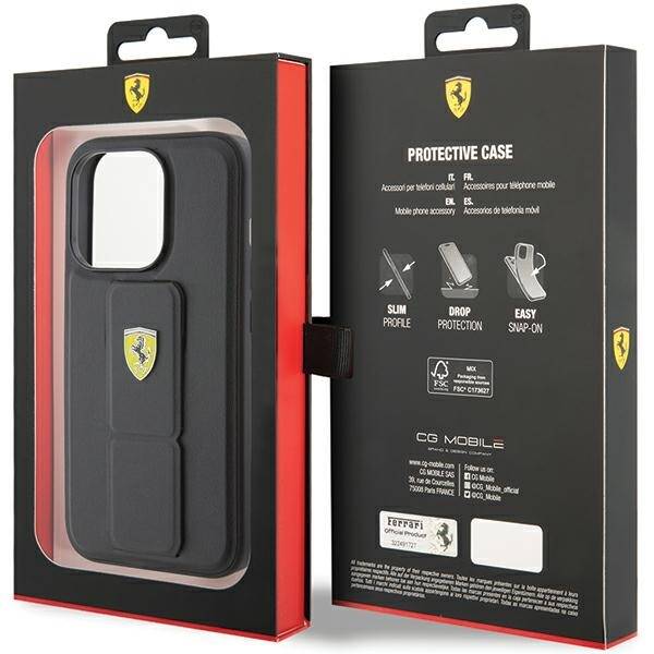 Ferrari FEHCP15XGSPSIK iPhone 15 Pro Max  6.7" czarny/black hardcase Grip Stand Metal Logo