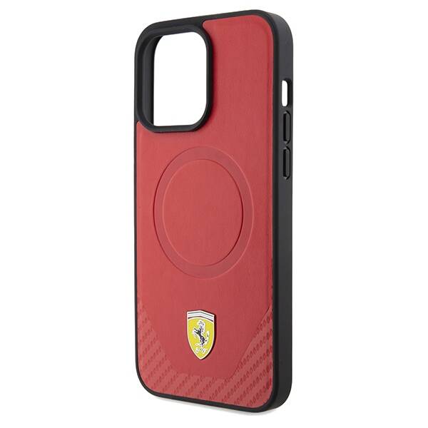 Ferrari FEHMP15LPTER iPhone 15 Pro 6.1" czerwony/red hardcase Carbon Metal Logo MagSafe