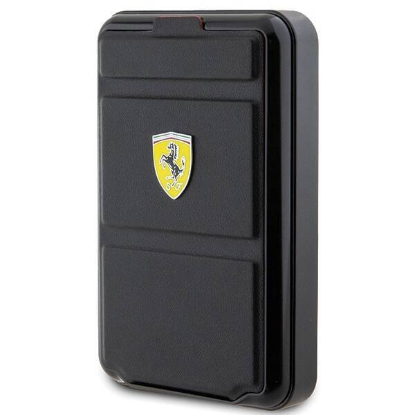 Ferrari Powerbank Bezprzewodowy 15W FEPB10MSPLEK 10000 mAh z funkcją standu czarny/black Metal Logo MagSafe