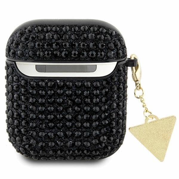 GUESS GUA2HDGTPK AIRPODS 1/2 COVER CZARNY/BLACK RHINESTONE TRIANGLE CHARM