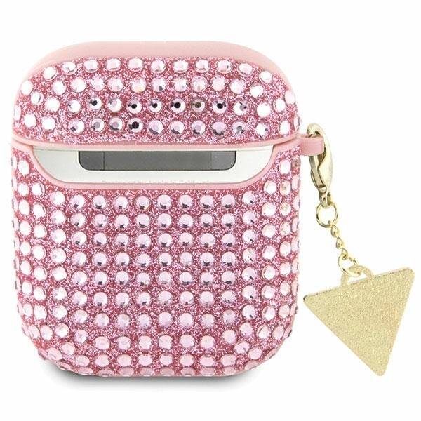 GUESS GUA2HDGTPP AIRPODS 1/2 COVER RÓŻOWY/PINK RHINESTONE TRIANGLE CHARM