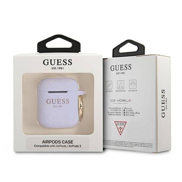 GUESS GUA2SGGEU AIRPODS 1/2 COVER PURPUROWY/PURPLE SILICONE GLITTER