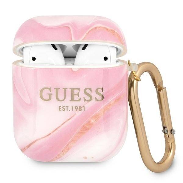 GUESS GUA2UNMP AIRPODS 1/2 COVER RÓŻOWY/PINK MARBLE COLLECTION
