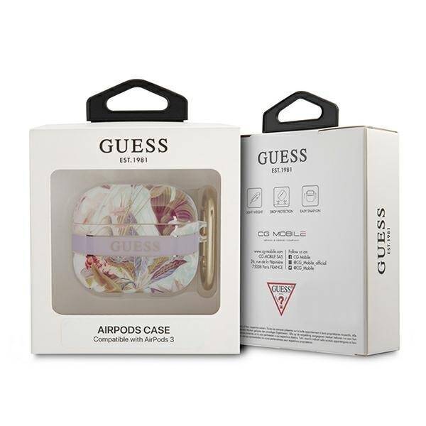 GUESS GUA3HHFLU AIRPODS 3 COVER FIOLETOWY/PURPLE FLOWER STRAP COLLECTION