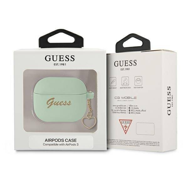 GUESS GUA3LSCHSN AIRPODS 3 COVER ZIELONY/GREEN SILICONE CHARM HEART COLLECTION