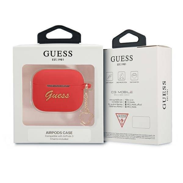 GUESS GUA3LSCHSR AIRPODS 3 COVER CZERWONY/RED SILICONE CHARM HEART COLLECTION