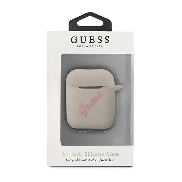 GUESS GUACA2LSVSGP AIRPODS 1/2 COVER SZARO RÓŻOWY/GREY PINK SILICONE VINTAGE