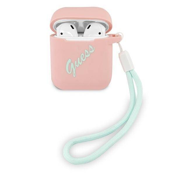 GUESS GUACA2LSVSPG AIRPODS 1/2 COVER RÓŻOWO ZIELONY/PINK GREEN SILICONE VINTAGE