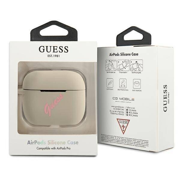 GUESS GUACAPLSVSGP AIRPODS PRO COVER SZARO RÓŻOWY/GREY PINK SILICONE VINTAGE