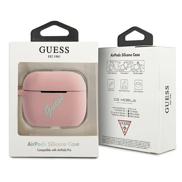 GUESS GUACAPLSVSPG AIRPODS PRO COVER RÓŻOWO ZIELONY/PINK GREEN SILICONE VINTAGE