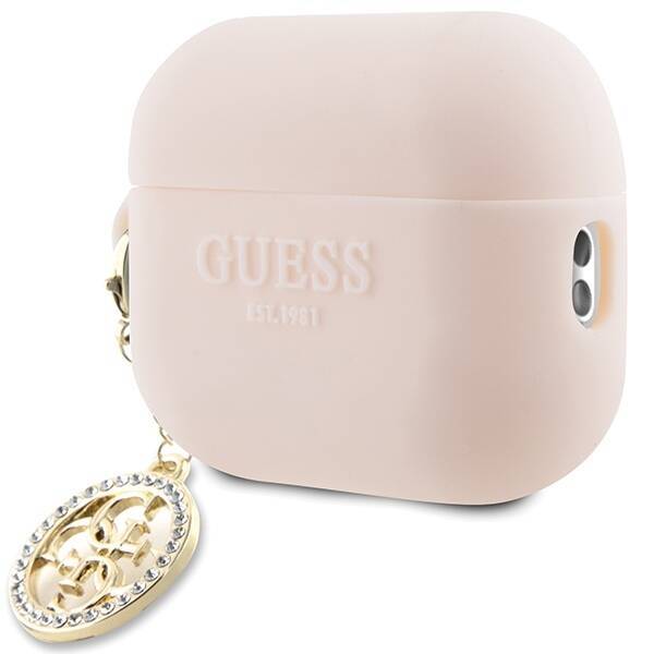 GUESS GUAP23DSLGHDP AIRPODS PRO 2 (2022/2023) COVER RÓŻOWY/PINK 3D RUBBER 4G DIAMOND CHARM