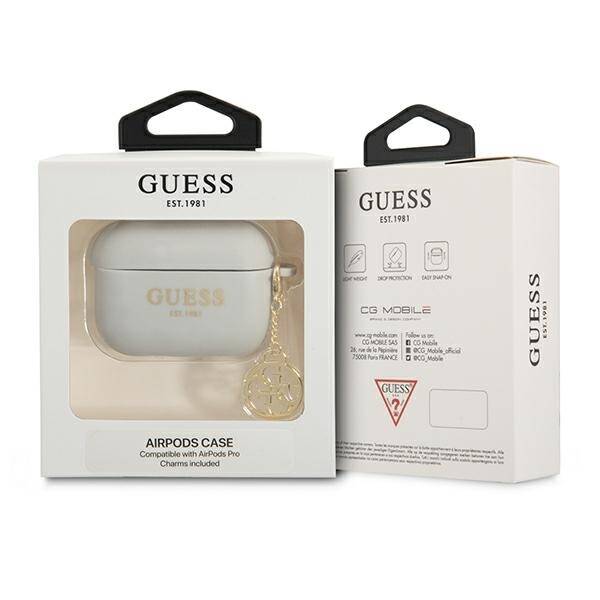 GUESS GUAPLSC4EG AIRPODS PRO COVER SZARY/GREY SILICONE CHARM 4G COLLECTION