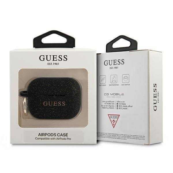 GUESS GUAPSGGEK AIRPODS PRO COVER CZARNY/BLACK SILICONE GLITTER