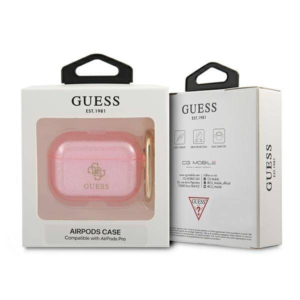 GUESS GUAPUCG4GP AIRPODS PRO COVER RÓŻOWY/PINK GLITTER COLLECTION