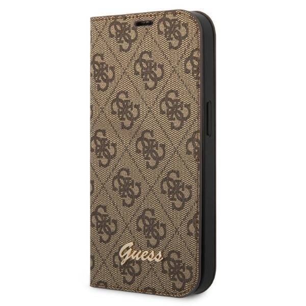 GUESS GUBKP14MHG4SHW IPHONE 14 PLUS / 15 PLUS 6.7" BRĄZOWY/BROWN BOOK 4G VINTAGE GOLD LOGO