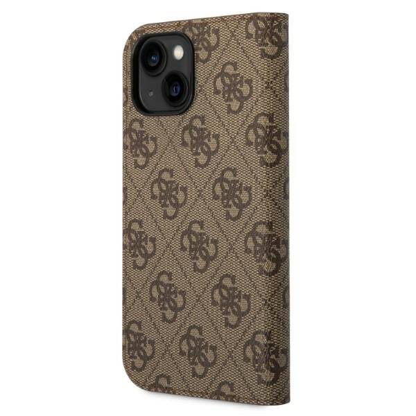 GUESS GUBKP14MHG4SHW IPHONE 14 PLUS / 15 PLUS 6.7" BRĄZOWY/BROWN BOOK 4G VINTAGE GOLD LOGO