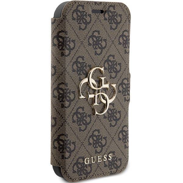 GUESS GUBKP15L4GMGBR IPHONE 15 PRO 6.1" BRĄZOWY/BOOK BOOK 4G METAL LOGO