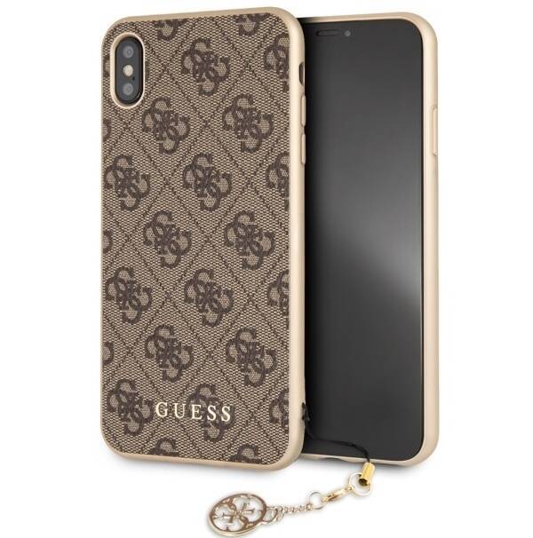 GUESS GUHCI65GF4GBR IPHONE XS MAX BROWN/BRĄZOWY HARD CASE 4G CHARMS COLLECTION