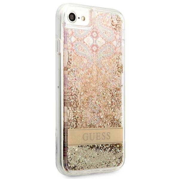 GUESS GUHCI8LFLSD IPHONE SE 2022 / SE 2020 / 7 / 8 ZŁOTY/GOLD HARDCASE PAISLEY LIQUID GLITTER