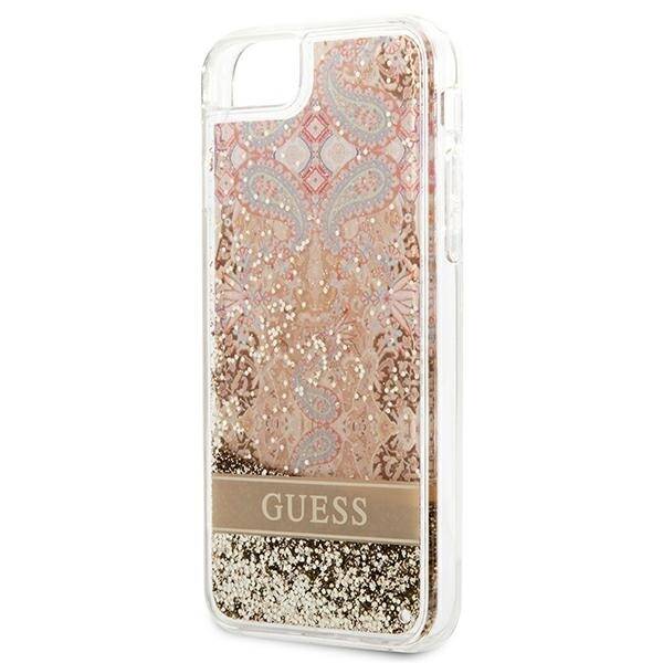 GUESS GUHCI8LFLSD IPHONE SE 2022 / SE 2020 / 7 / 8 ZŁOTY/GOLD HARDCASE PAISLEY LIQUID GLITTER