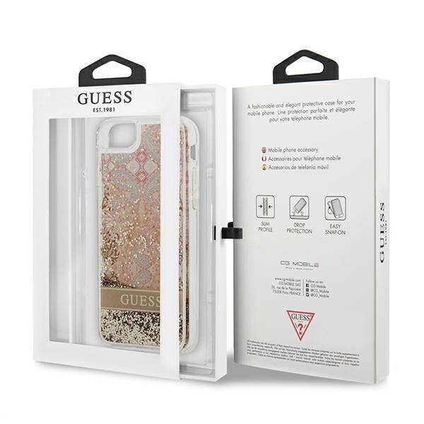 GUESS GUHCI8LFLSD IPHONE SE 2022 / SE 2020 / 7 / 8 ZŁOTY/GOLD HARDCASE PAISLEY LIQUID GLITTER