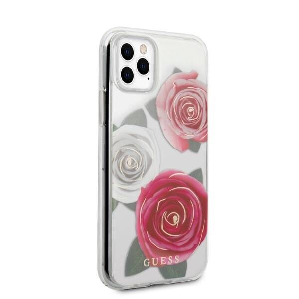 GUESS GUHCN58ROSTRT IPHONE 11 PRO TRANSPARENT HARDCASE FLOWER DESIRE PINK & WHITE ROSE