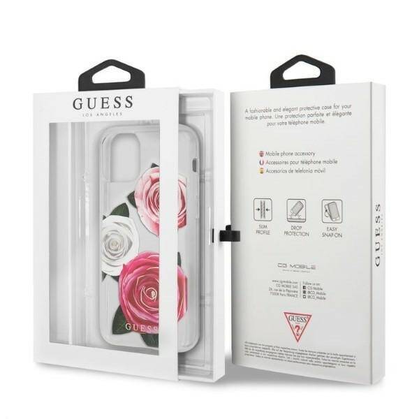 GUESS GUHCN58ROSTRT IPHONE 11 PRO TRANSPARENT HARDCASE FLOWER DESIRE PINK & WHITE ROSE