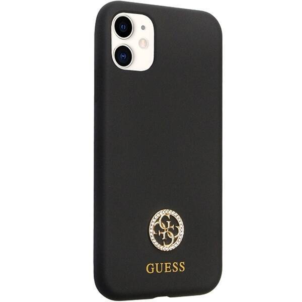 GUESS GUHCN614DGPK IPHONE 11 / XR 6.1" CZARNY/BLACK HARDCASE SILICONE LOGO STRASS 4G